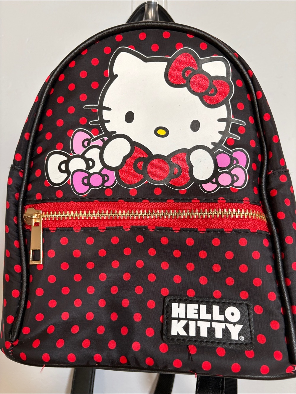 Hello Kitty Sanrio Bioworld Red Black Polka Dot Mini Backpack